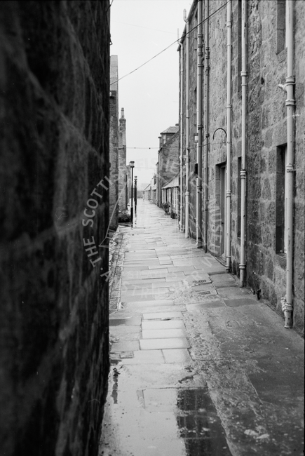 Empty street, Footdee, Aberdeen, September 1984.