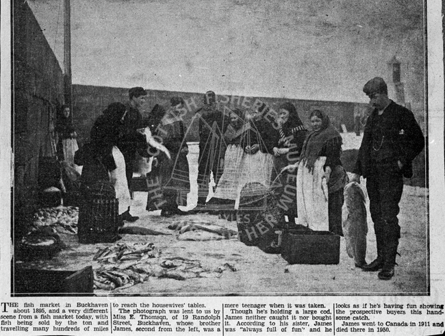 Newspaper cutting showing 'Buckhaven Fish Market'