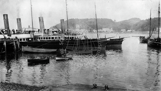 MacBrayne's steamers at Railway Pier, Oban, 1921.
