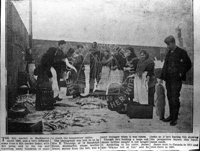 Newspaper cutting detailing Buckhaven fishmarket