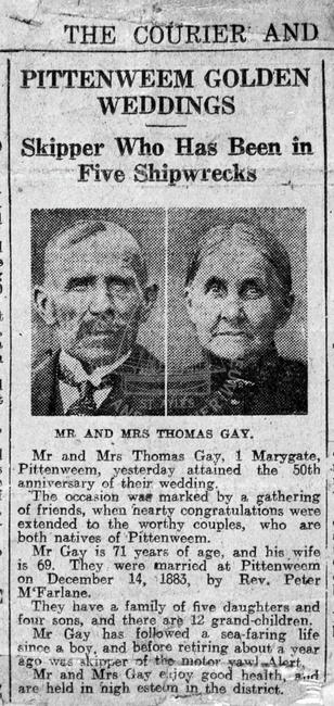 Newspaper article celebrating the golden wedding