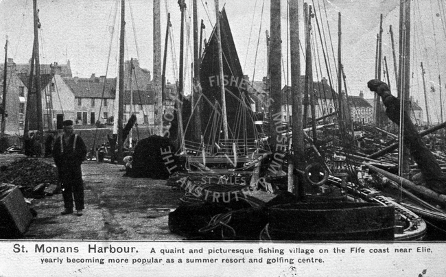 Postcard entitled 'St Monans Harbour', c.1890s.