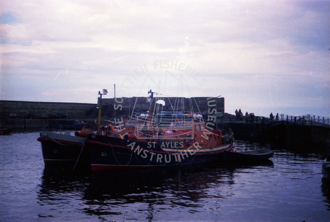 Lifeboats in Dunbar Harbour, 1979.