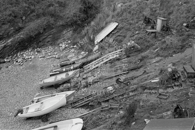 Boats and equipment on shore, south of Aberdeen