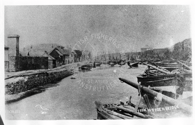 Postcard of  Eyemouth harbour entitled 'From the