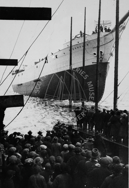 Launch of the Kobenhavn', Leith, 1920s.