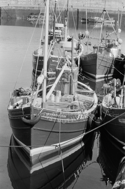 'Gracious', FR167, in harbour, Fraserburgh, 1984.