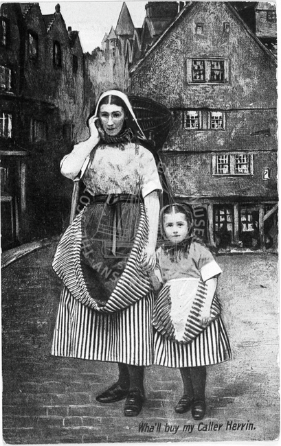 Fisherlass and little girl in traditional dress