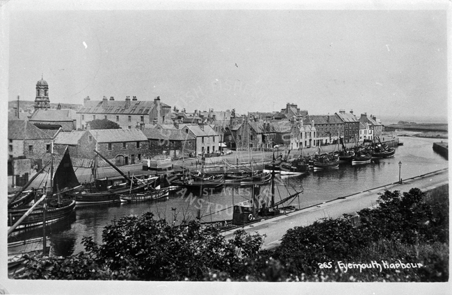 Postcard entitled 'Eyemouth harbour', c.1920s.