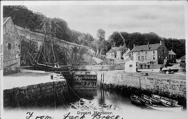Postcard entitled 'Dysart Harbour' bearing