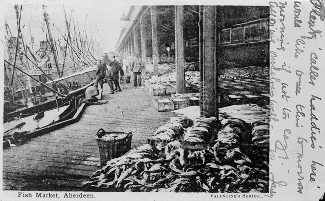 Postcard entitled 'Fish Market