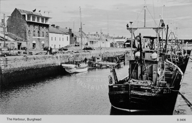 Postcard entitled 'The Harbour, Burghead'