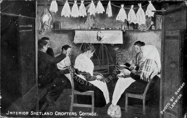 Postcard entitled 'Interior Shetland Crofters