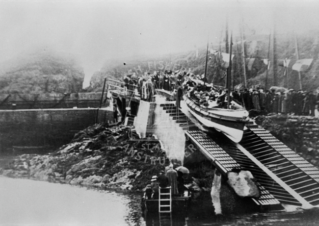Boat naming ceremony, St Abbs, 1911.