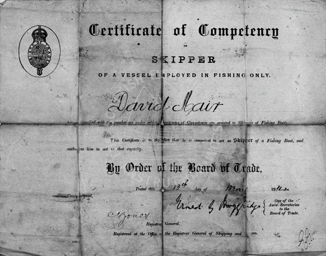 Certificate of Competency for David Mair