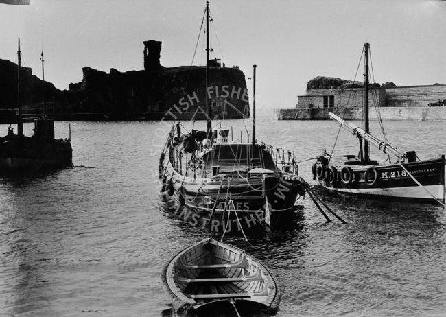 Boats in Victoria Harbour, Dunbar, 1957.