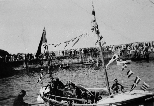 Decorated lifeboat, St Abbs, between 1936-1949.