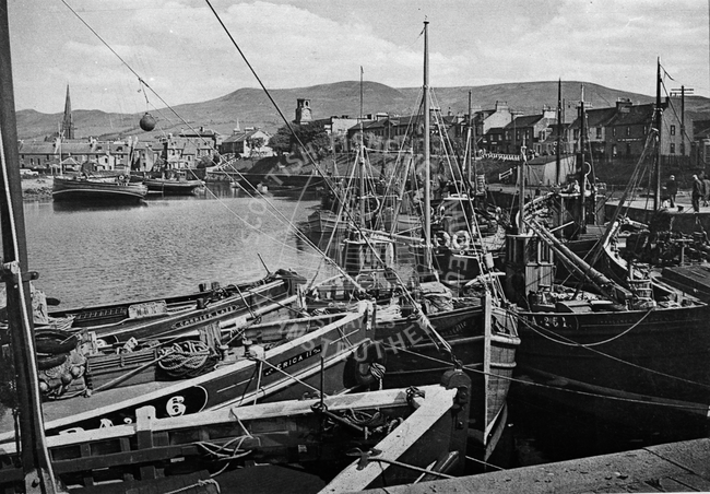 Boats in Girvan harbour, c.1956-1960.