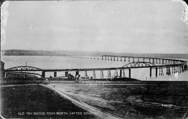 Postcard showing Tay Rail Bridge after the Tay