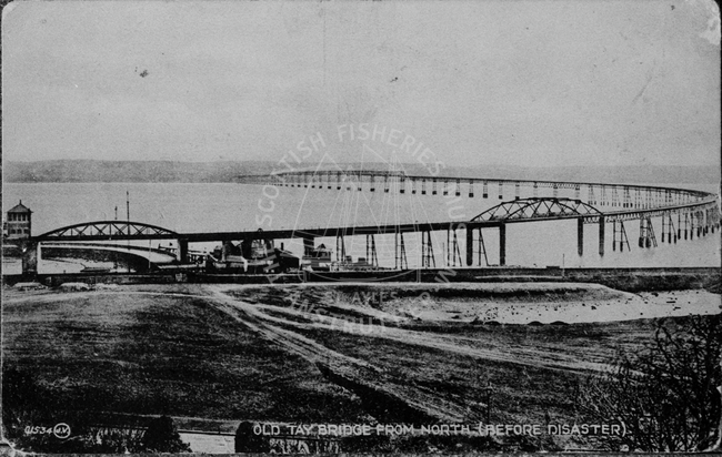 Postcard showing Tay Rail Bridge before the Tay