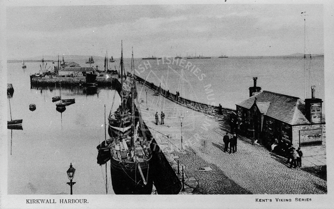 Postcard entitled 'Kirkwall Harbour'
