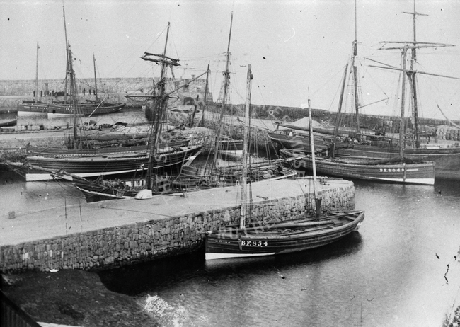 Boats in harbour, Banff, c.1900-1905.