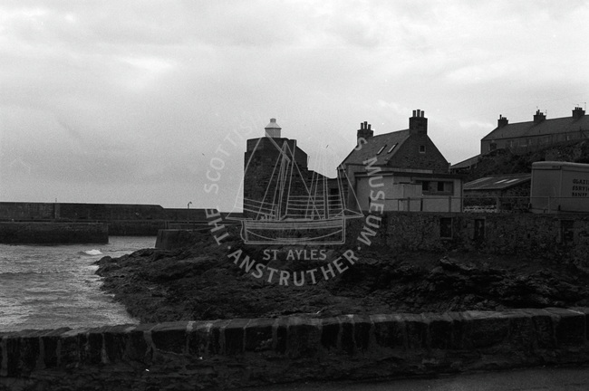 Harbour and buildings, Portsoy, 1985.