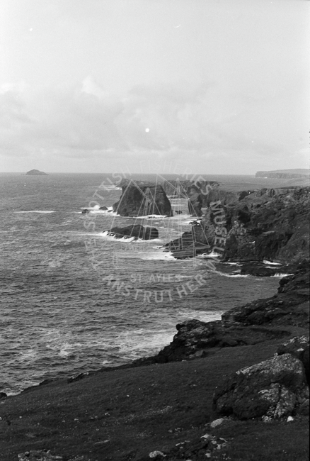 View of coastline, Shetland, 1984.