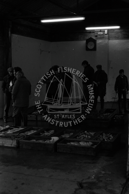 Fish auction at 4:30pm, Whitehills, 1985.