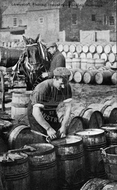 Packing herring barrels, Lowestoft.