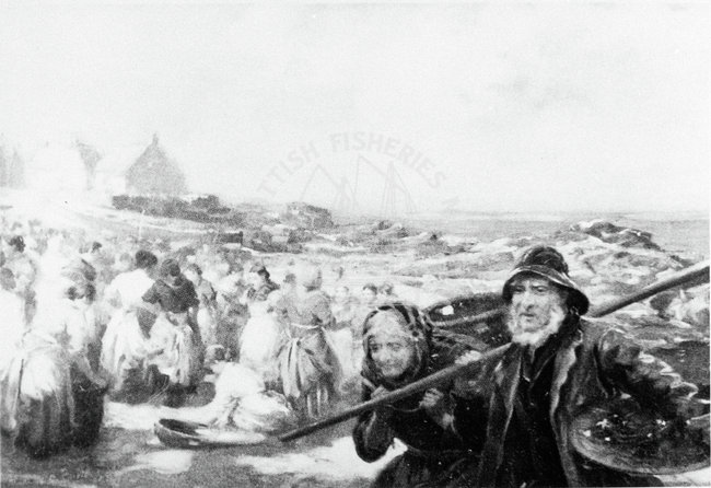 'Fish Sale, Cockenzie' from a painting by William